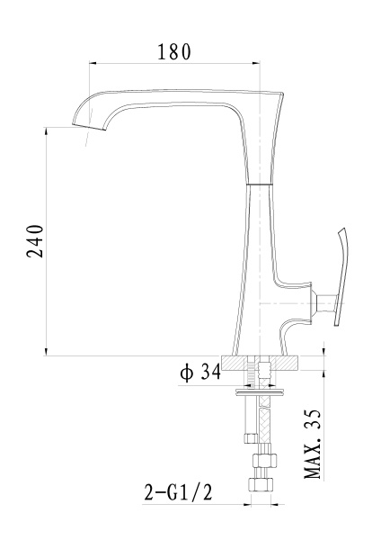 Смеситель для кухни WONZON & WOGHAND TRIUMPH, хром WW-562101-CR