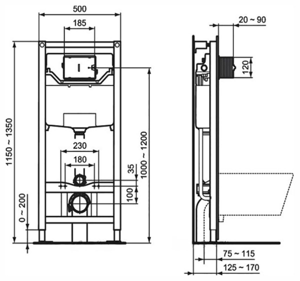 Комплект инсталляция + унитаз Ideal Standard Tesi T387201