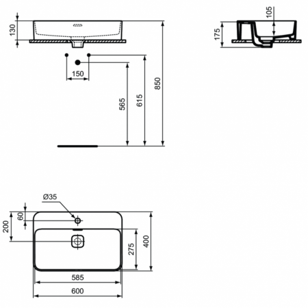 Раковина накладная Ideal Standard Strada II 60 T299801