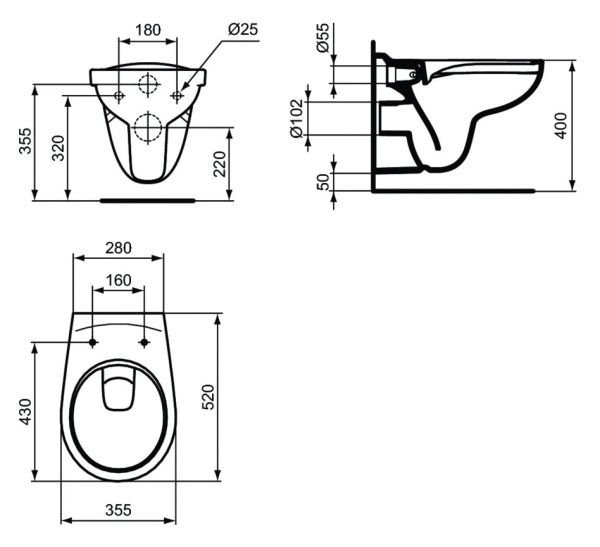 Комплект унитаз + инсталляция Ideal Standard Eurovit Prosys K881201PT15