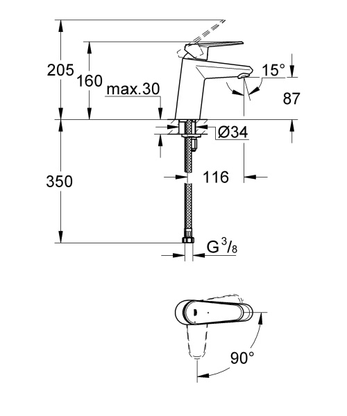 Смеситель для раковины однорычажный Grohe Eurodisc Cosmopolitan 23382 20E (2338220E) хром 