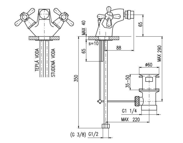 Смеситель для биде Rav Slezak Morava MK145.5KZ