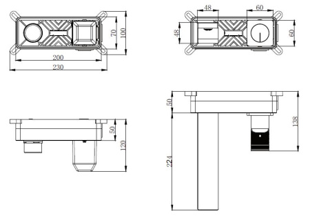 Смеситель для раковины Vincea Домус (Domus) VBFW-5DM01BG встраиваемый, брашированное золото