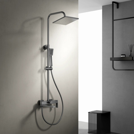 Душевая система с изливом Belz B24613-3, вороненая сталь