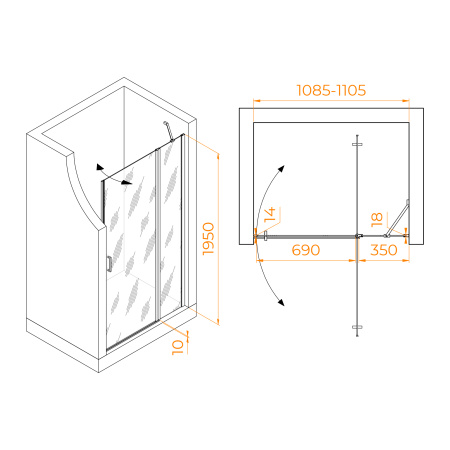 Душевая дверь 110 см RGW Leipzig LE-004-Gr 351200411-210 матовое