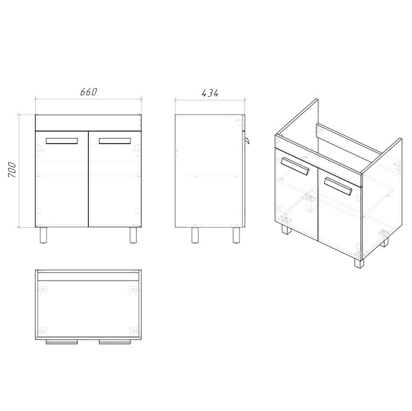 Тумба напольная Grossman НЕО-70 см 107013-1K белая на ножках