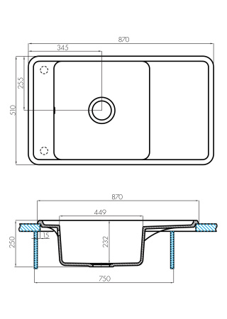 Кухонная мойка Aquaton Беллис 87 1A724832BS240 жемчуг