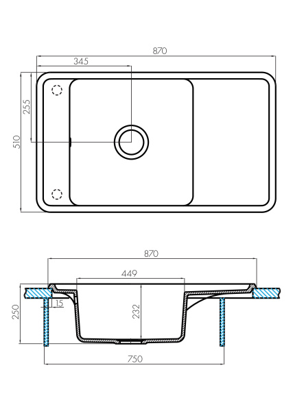 Кухонная мойка Aquaton Беллис 87 1A724832BS290 шампань