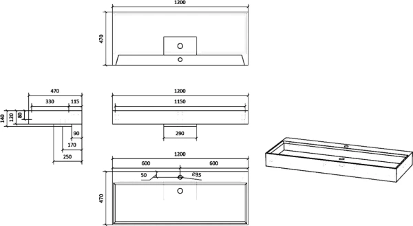 Накладная раковина RAVAL Facet 120 Fac.08.120/Bet/RL
