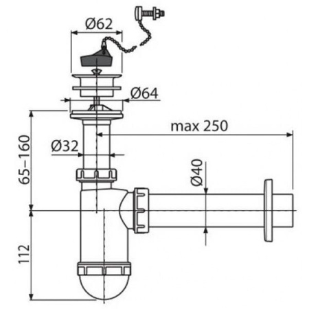 Сифон для умывальника AlcaPlast A42R