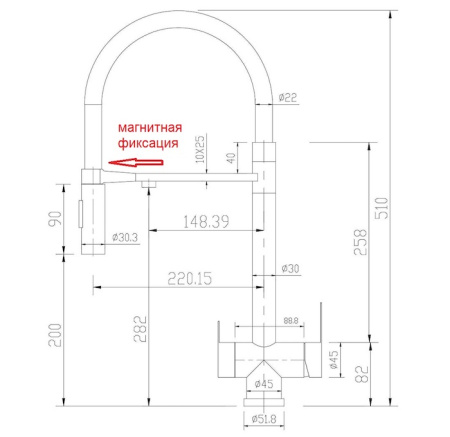 Смеситель для кухни (под фильтр) ZORG SZR-3030 BRONZE MAGNIT