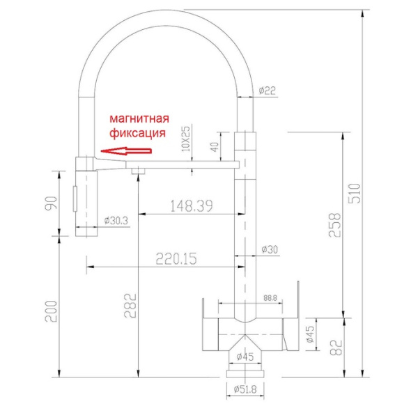 Смеситель для кухни (под фильтр) ZORG SZR-3030 BRONZE MAGNIT