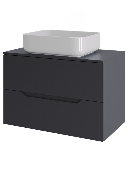 Тумба с раковиной подвесная 70 см, Orange Line Li-70TugMDF+B05-500W графит/белый