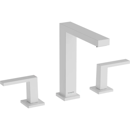 Смеситель для раковины на 3 отверстия с донным клапаном Push-Open Hansgrohe Tecturis E 73030700 белый матовый