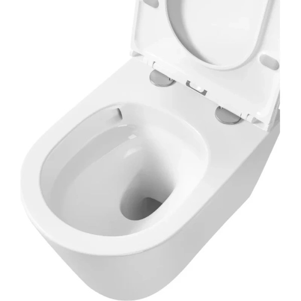 Подвесной унитаз безободковый смыв торнадо Oliveeka OL-6016, с сиденьем микролифт