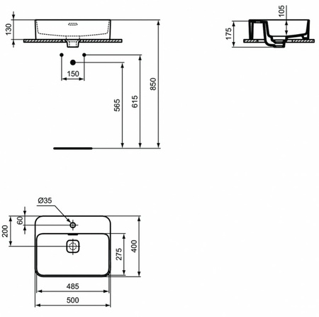 Раковина накладная Ideal Standard Strada (50x40) T296601