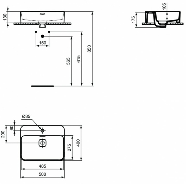 Раковина накладная Ideal Standard Strada (50x40) T296601