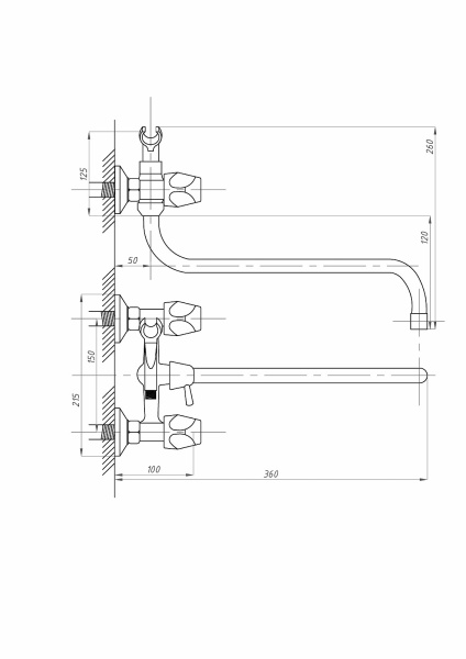Смеситель для ванны ПСМ-Профсан  ЕВРО PSM-157-48