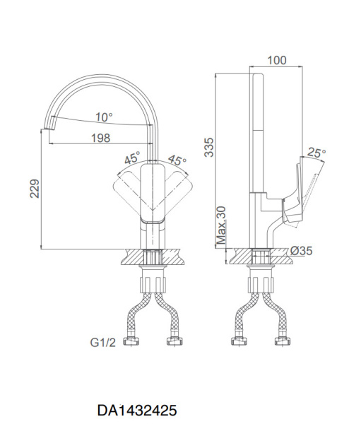 Смеситель для кухни D&K Berlin.Technische (DA1432425) высокий черный матовый
