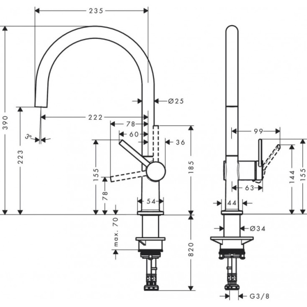 Смеситель для кухни Hansgrohe Talis M54 72843670, черный матовый