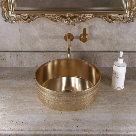 Раковина накладная (35,5х35,5) Grossman Color GR-5010GG, золото