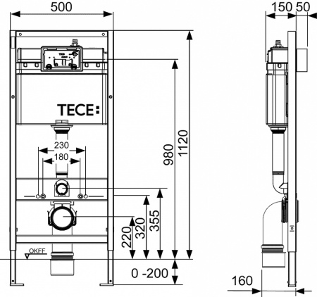 Система инсталляции для подвесного унитаза 3 в 1 Tece Base K440407