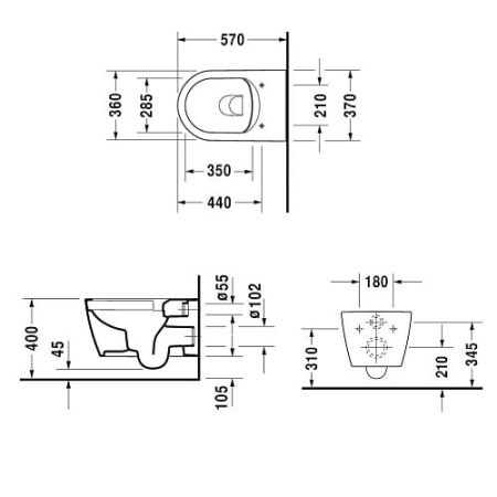 Унитаз подвесной Duravit Me by Starck 45290900A1 (252909+002009)
