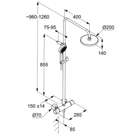 Душевая система с термостатом Kludi Dive S 3S 6807939-00