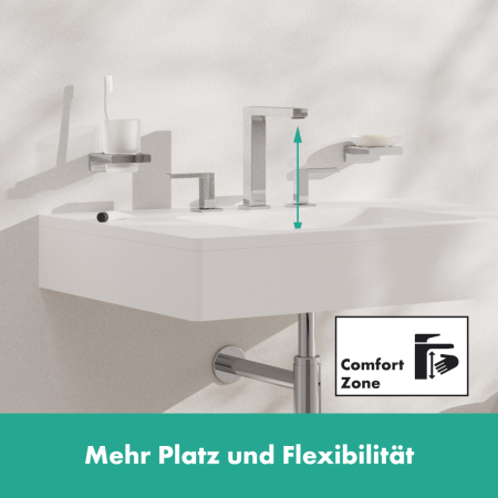 Смеситель для раковины на 3 отверстия с донным клапаном Push-Open Hansgrohe Tecturis E 73030000 хром