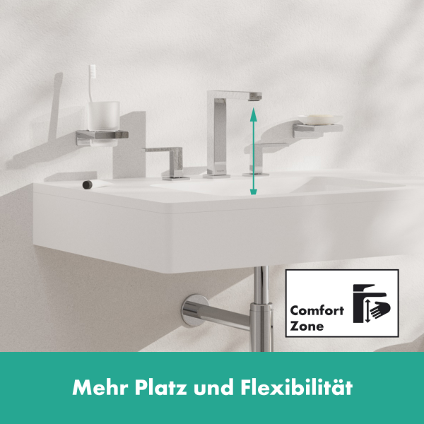 Смеситель для раковины на 3 отверстия с донным клапаном Push-Open Hansgrohe Tecturis E 73030000 хром