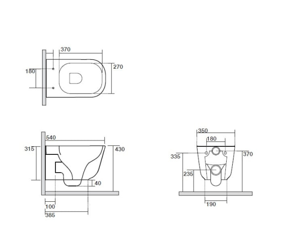 Унитаз подвесной, безободковый Kerasan Tribeca 511401bi