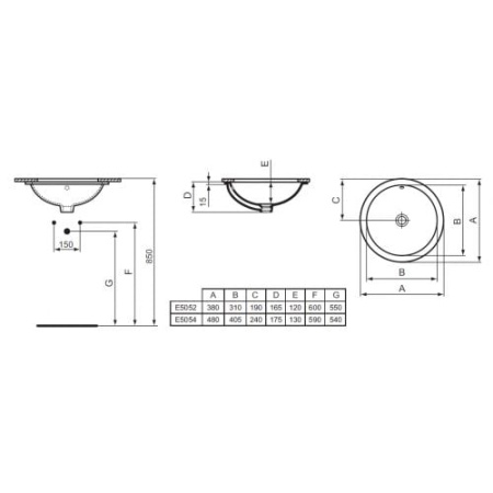 Раковина встраиваемая снизу Ideal Standard Connect E505201