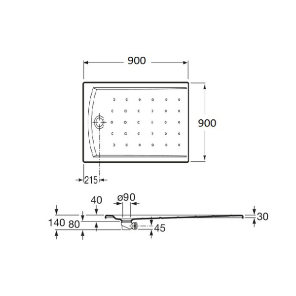 Душевой поддон Roca Hall 90х90 белый 276078000