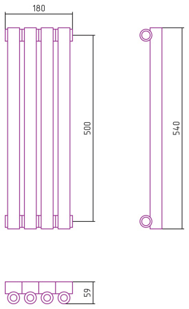 Полотенцесушитель Водяной Сунержа Эстет-0 (50х18) 4 секции Золото 03-0331-5004
