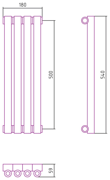 Полотенцесушитель Водяной Сунержа Эстет-0 (50х18) 4 секции Шампань 020-0331-5004