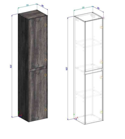 Пенал BelBagno KRAFT-1600-2A-SC-RT-L Rovere Tabacco