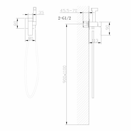Смеситель ABBER Wasserfall AF8625NG с гигиеническим душем, никель