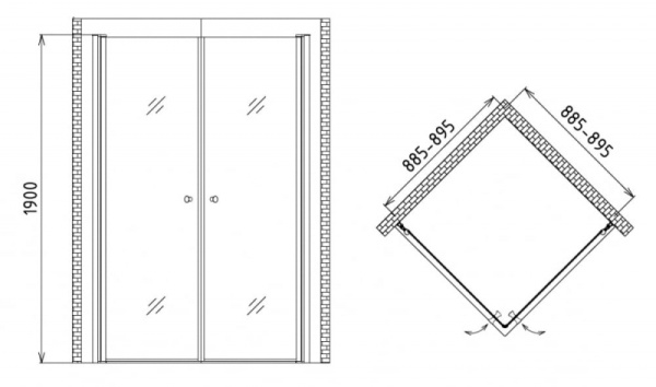 Душевой уголок Gemy New Rockcoco S03172C (90x90 см)