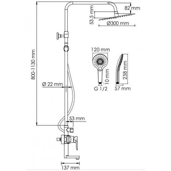 Душевая система WasserKraft SK16601CH Душевая система WasserKraft SK16601CH