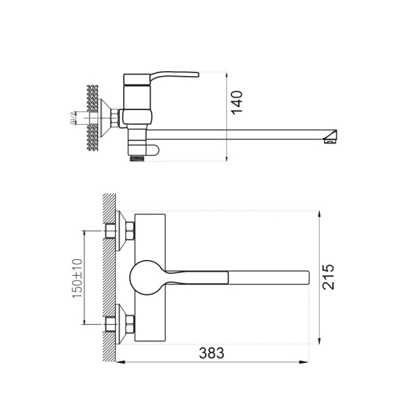 Смеситель для ванны Belz B22612, хром Смеситель для ванны Belz B22612, хром