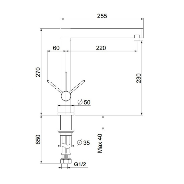 Смеситель для кухни Webert Spirit SO920302723, черный/золото
