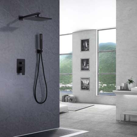 Душевой комплект ABBER Weiss Insel AF8018B скрытого монтажа без излива, черная матовая