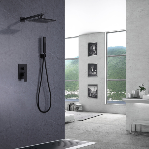 Душевой комплект ABBER Weiss Insel AF8018B скрытого монтажа без излива, черная матовая