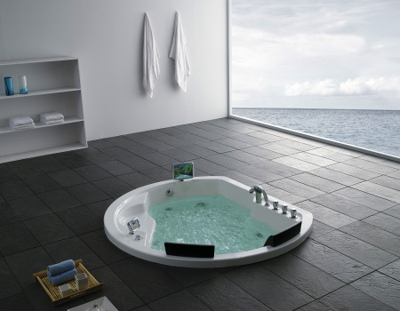 Акриловая ванна (185х162) Gemy G9053 O с гидромассажем, универсальная