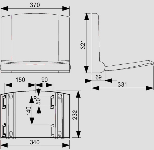 Сиденье для душа Vitra Arkitekta A44473, белый 