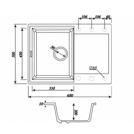 Мойка-Мраморная "KAISER" KMM-5065 G, серый