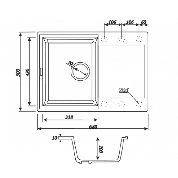Мойка-Мраморная "KAISER" KMM-5065 S, бежевый