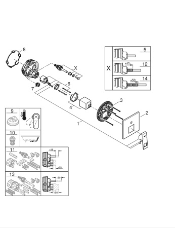 Смеситель для ванны Grohe Eurocube 24062 DC0 (24062DC0) суперсталь