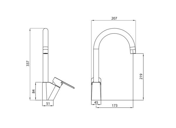Cмеситель для мойки Koller Pool Kvadro Arc KA0500 Cмеситель для мойки Koller Pool Kvadro Arc KA0500