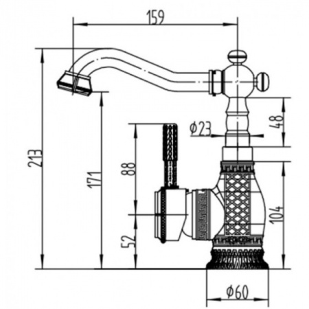 Смеситель для раковины, античная бронза Zorg A 314U-BR